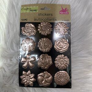 Crafters Square Paper Crafts Stickers Rose Gold Floral Metallic Scrapbooking
